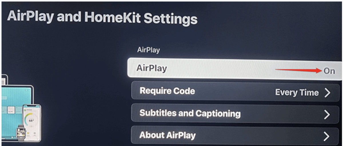 Roku TV AirPlay menu